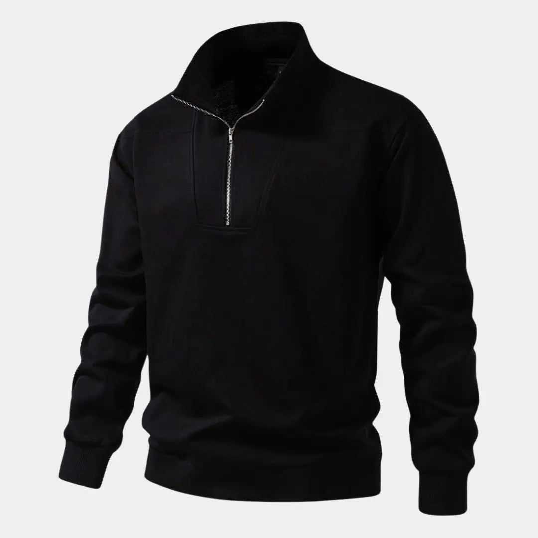 Zip Black Lapel Sports Hoodie Sweatshirt