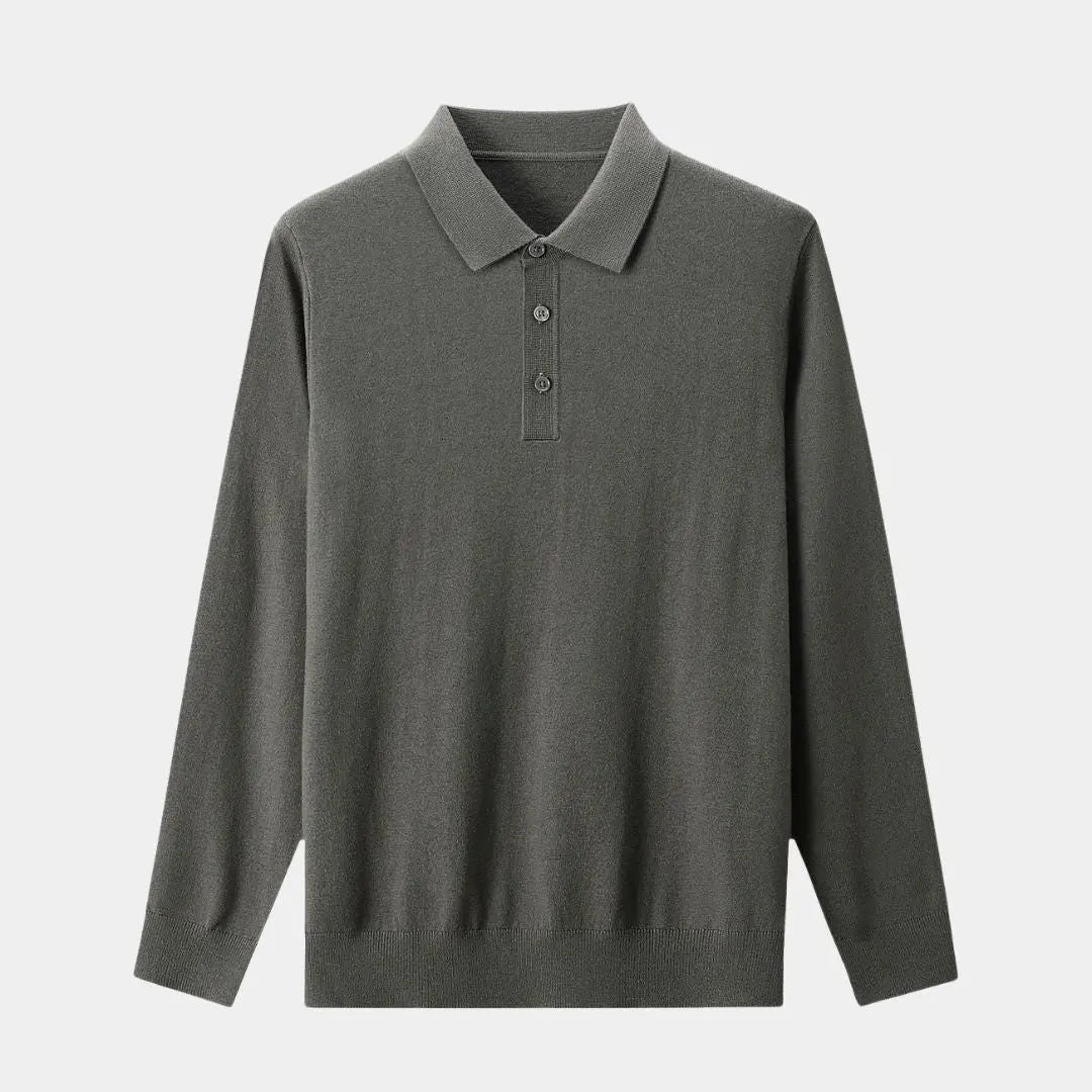 Wollstrick-Polopullover mit Knopfleiste