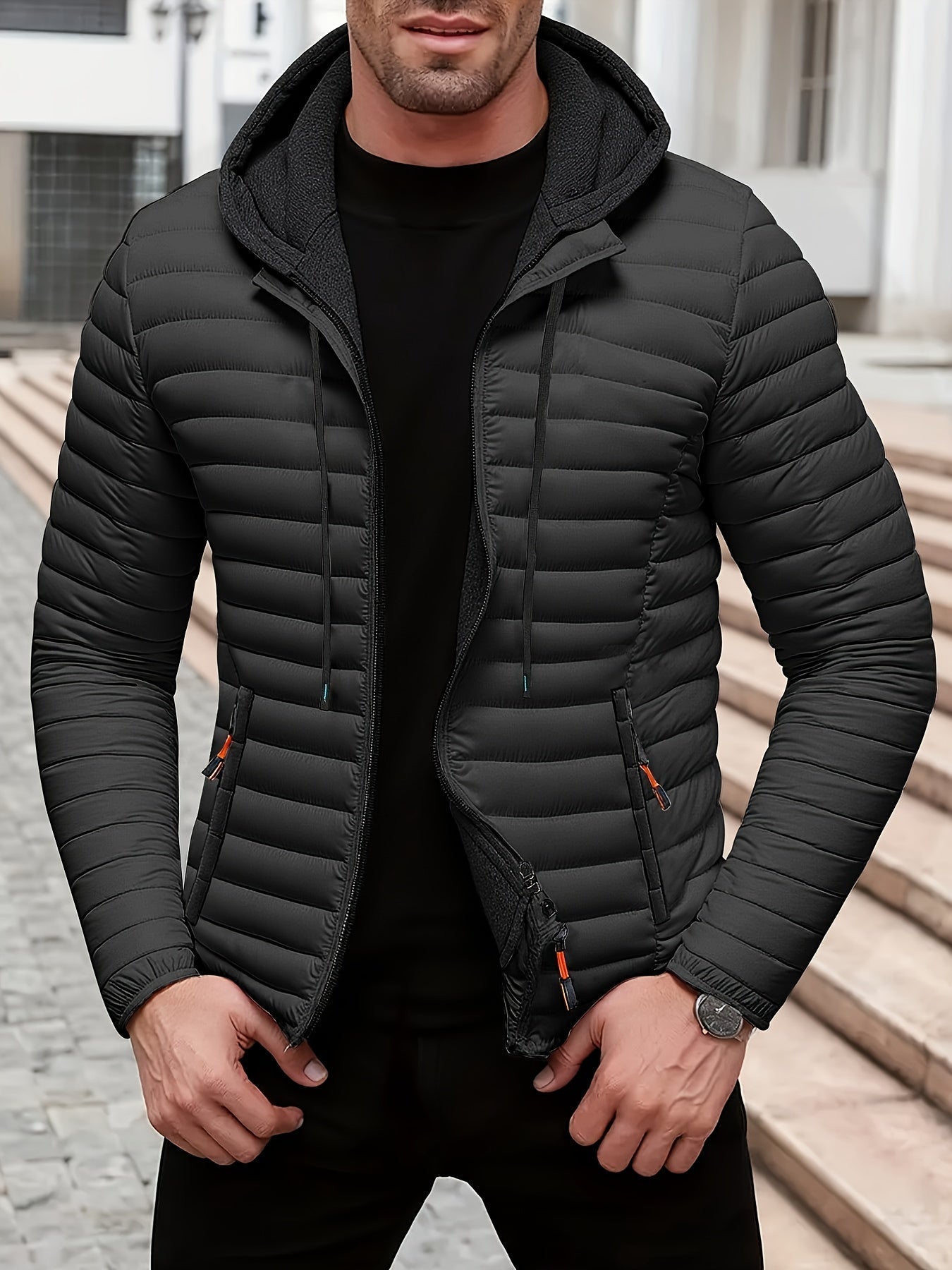 Dielmar™ Gesteppte Kapuzenjacke Mit Frontreissverschluss