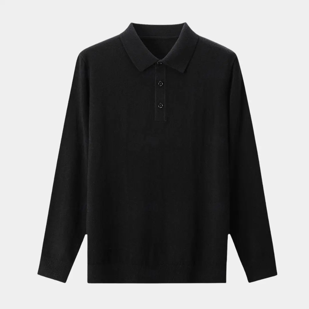 Wollstrick-Polopullover mit Knopfleiste