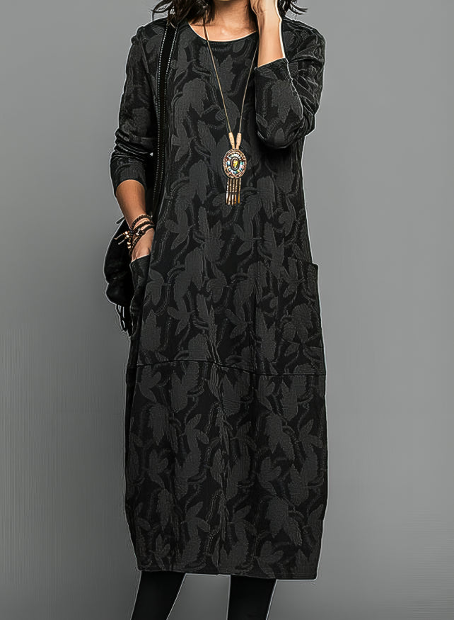 Lässiges Rundhals Winterkleid