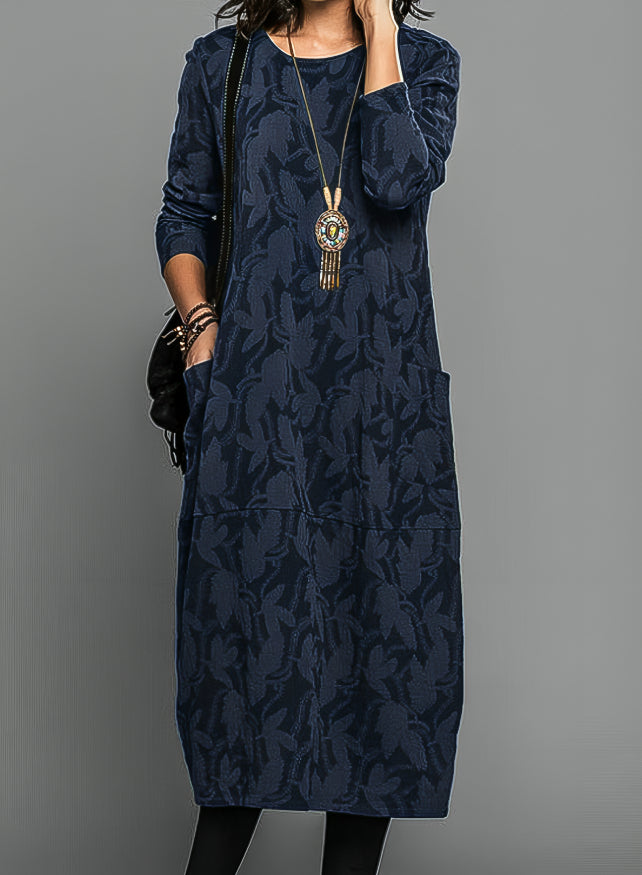 Lässiges Rundhals Winterkleid