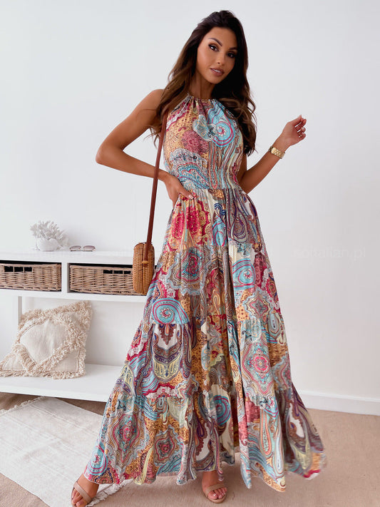 Rückenfreies Kleid mit Blumendruck