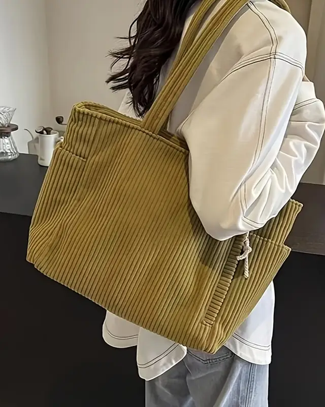 Tilda™ Gerippte Tragetasche mit Kordel-Detail