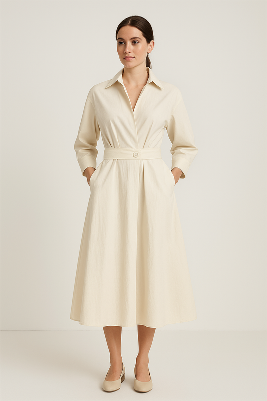 HERBERGER | Sommerliches Damen Hemdblusenkleid in Baumwolloptik mit taillierter Passform