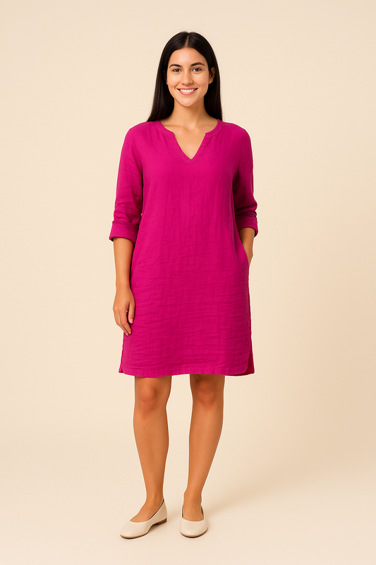 HERBERGER | Damen Festliches Sommerkleid im Leinenstil mit V-Ausschnitt