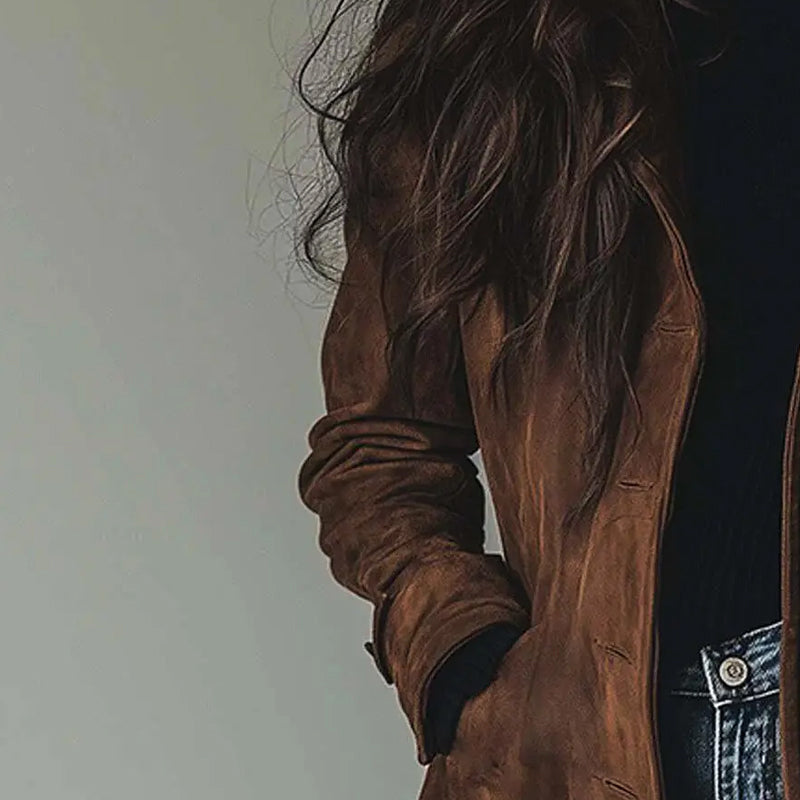 PHILIPPA™ VINTAGE GRABEN MANTEL AUS KUNSTLEDER