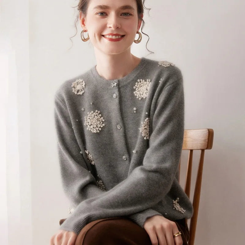 Kaschmir Damen Pullover mit Stickerei