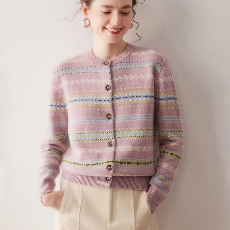 Kaschmir Damen Strickjacke dick gestrickt & warm für Herbst und Winter