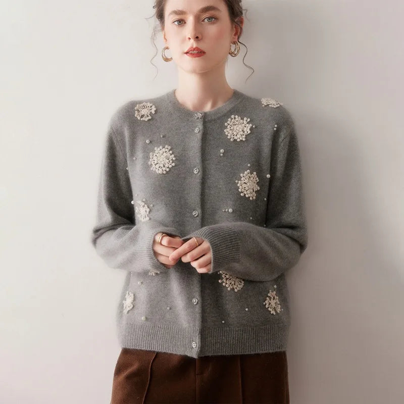 Kaschmir Damen Pullover mit Stickerei