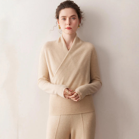 Damen Kaschmir-Mix V-Pullover