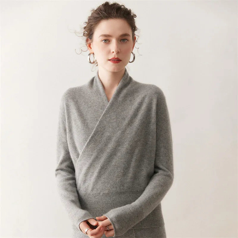 Damen Kaschmir-Mix V-Pullover