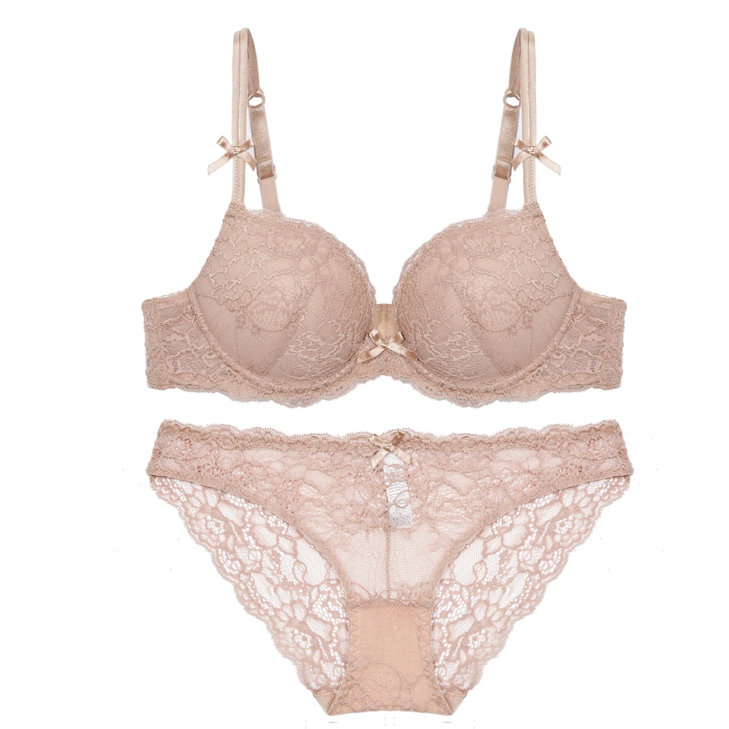 Damen Lingerie-Set mit Spitzenstickerei und Push-up-BH in Violett