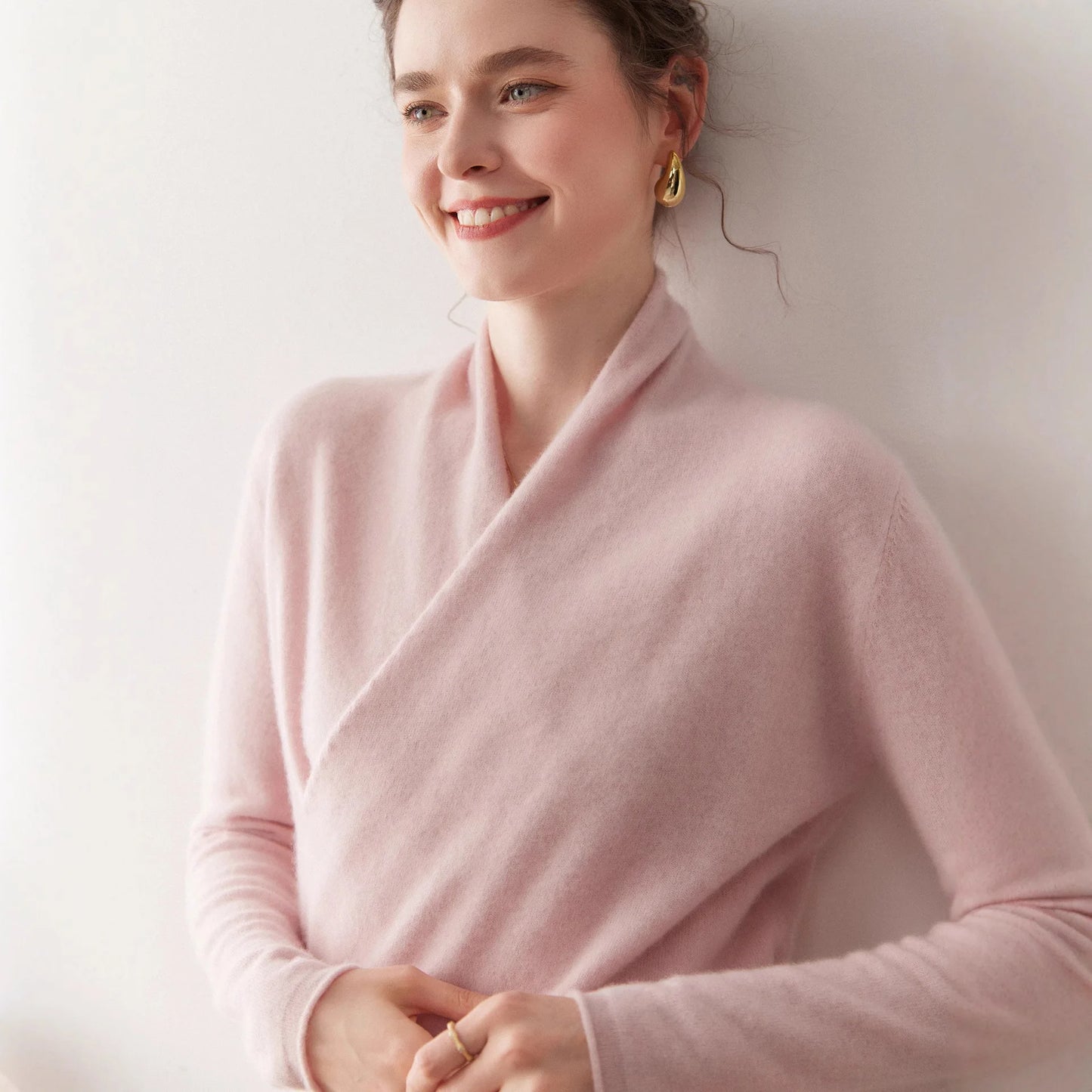 Damen Kaschmir-Mix V-Pullover