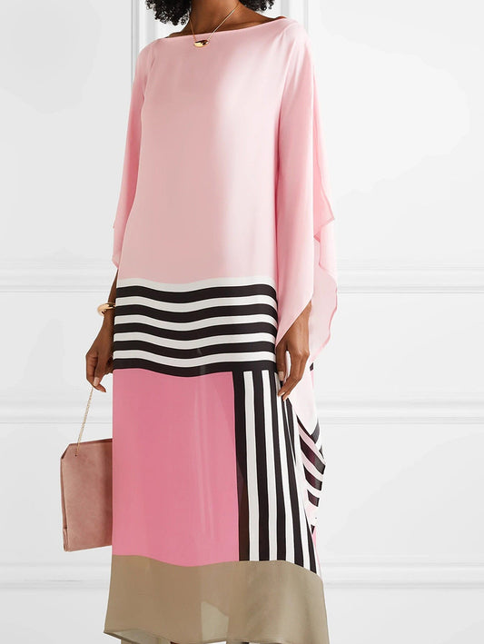 Susan Gestreiftes Patchwork Kleid Mit Druck