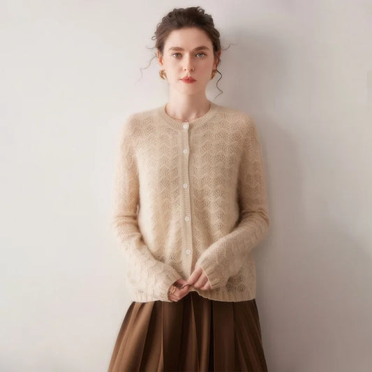 Kaschmir Damen Strickjacke offen, edel für Herbst und Winter