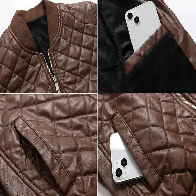 Braune Leder-Bomberjacke