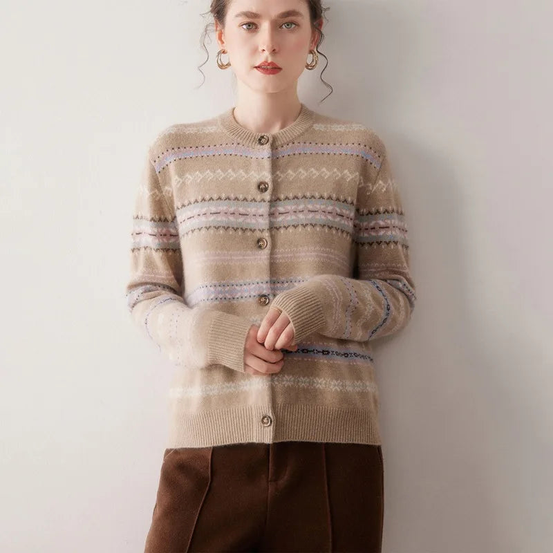 Kaschmir Damen Strickjacke dick gestrickt & warm für Herbst und Winter