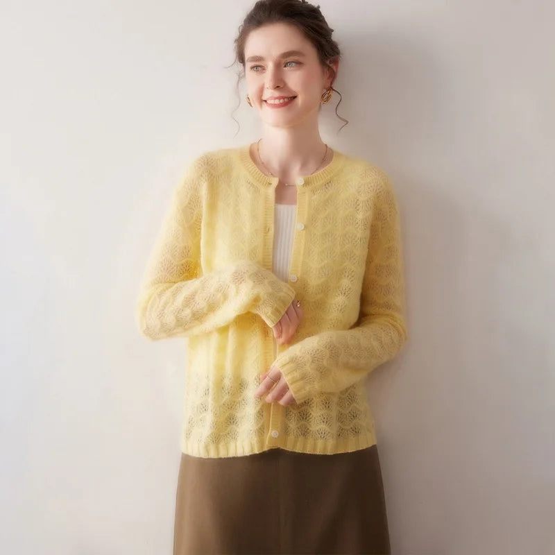 Kaschmir Damen Strickjacke offen, edel für Herbst und Winter