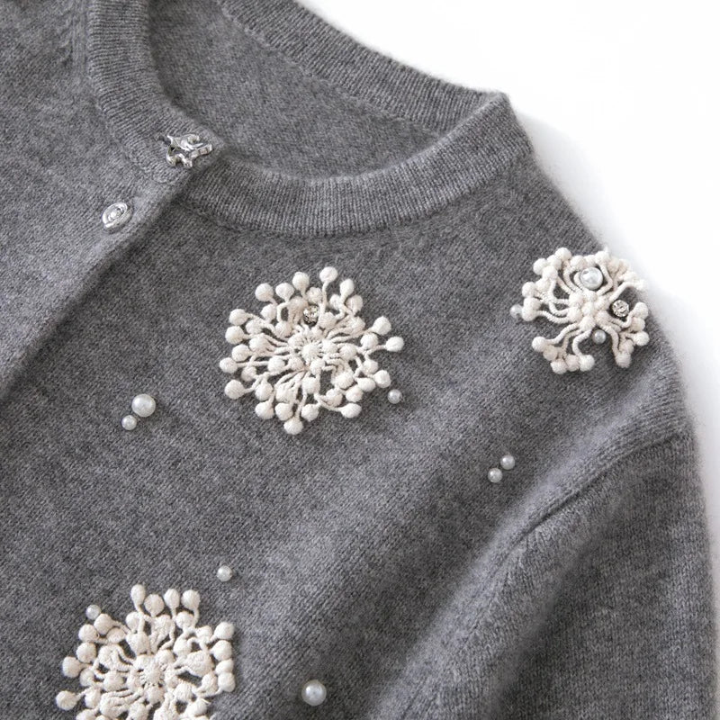 Kaschmir Damen Pullover mit Stickerei