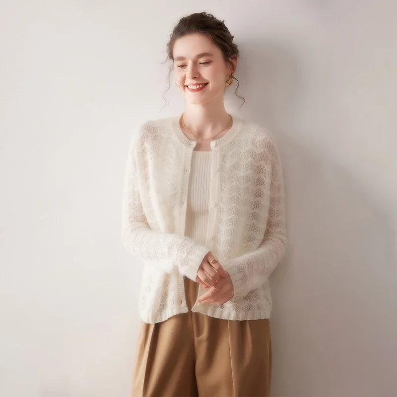 Kaschmir Damen Strickjacke offen, edel für Herbst und Winter