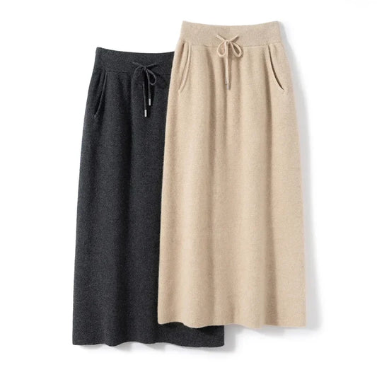 Kaschmir Damen Rock in Midi länge ideal für Herbst und Winter