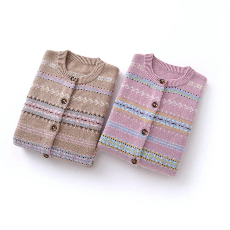 Kaschmir Damen Strickjacke dick gestrickt & warm für Herbst und Winter