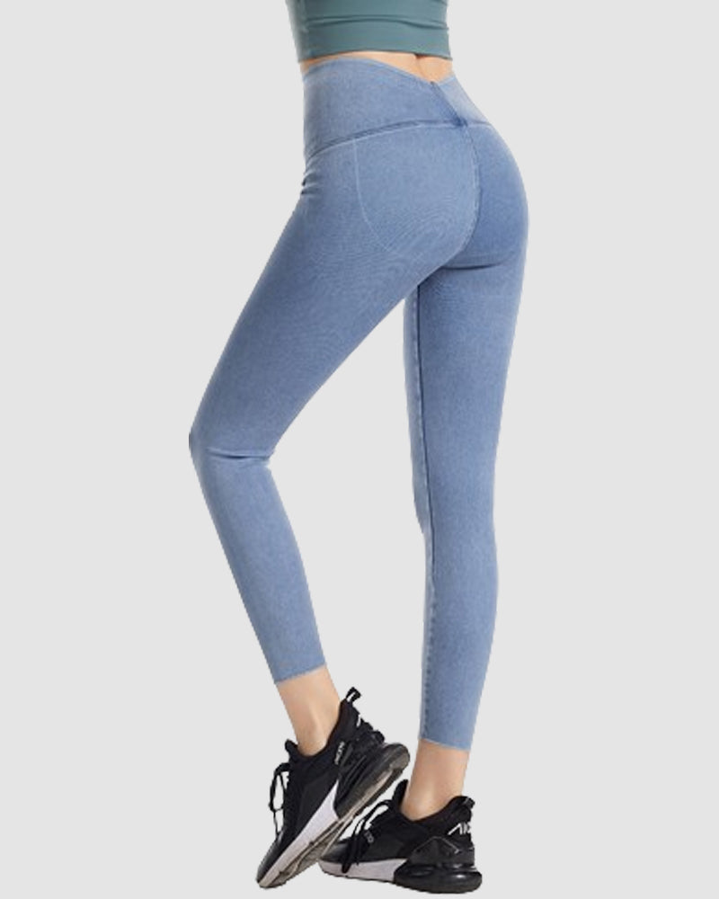 Denim Leggings mit Hoher Taille