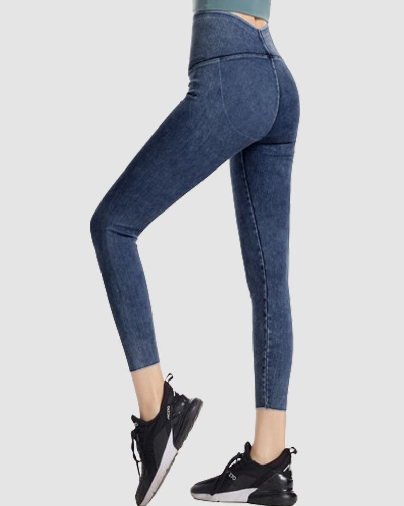 Denim Leggings mit Hoher Taille